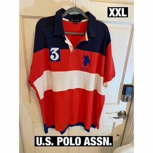 U.S. Polo Assn. Red and Navy Polo Shirt XXL with large Embroidered Logos